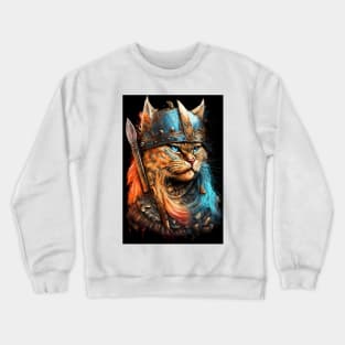 Viking Cat Portrait Painting Crewneck Sweatshirt